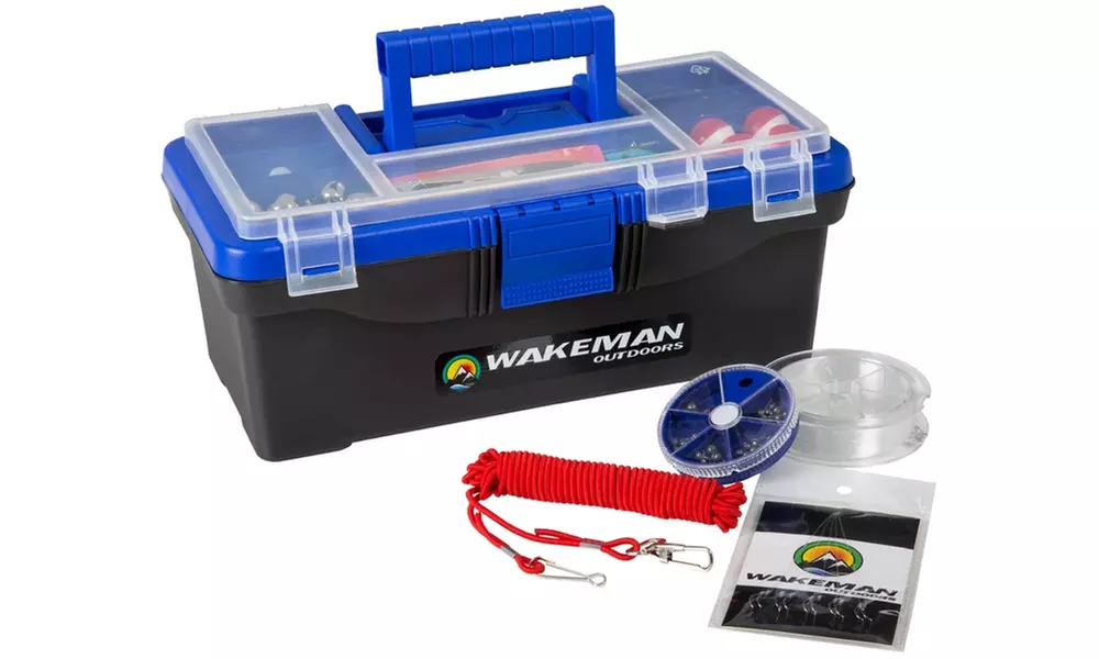 Fishing Single Tray Tackle Box- 55 Piece Tackle Gear Kit by Wakeman - Primary Image