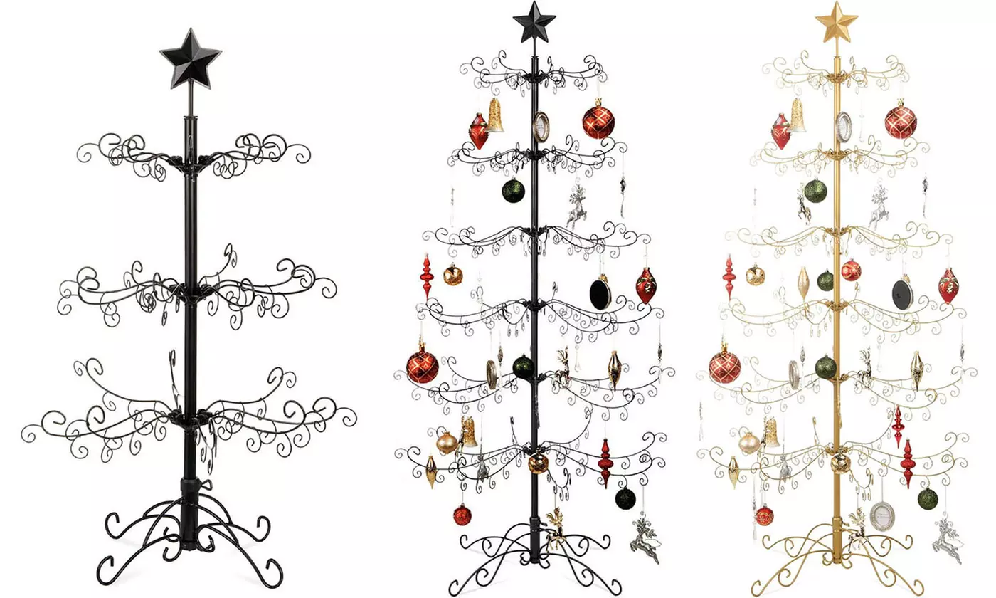 3ft or 6ft Wrought Iron Ornament Display Christmas Tree w/Easy Assembly & Stand - Primary Image