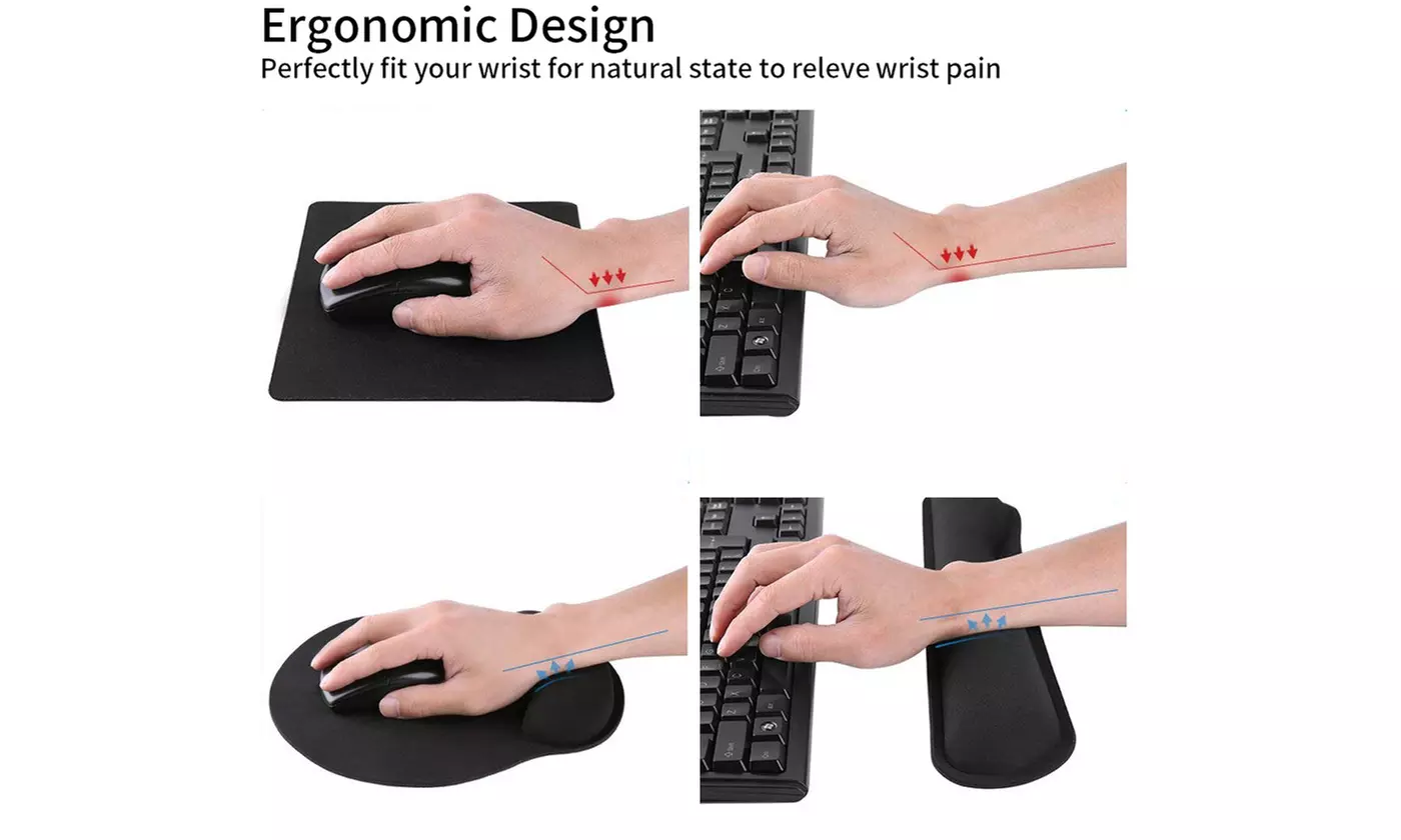 2 Pcs/set Memory Foam Wrist Rest Pad Keyboard Mouse Support Cushion  - Second Medium