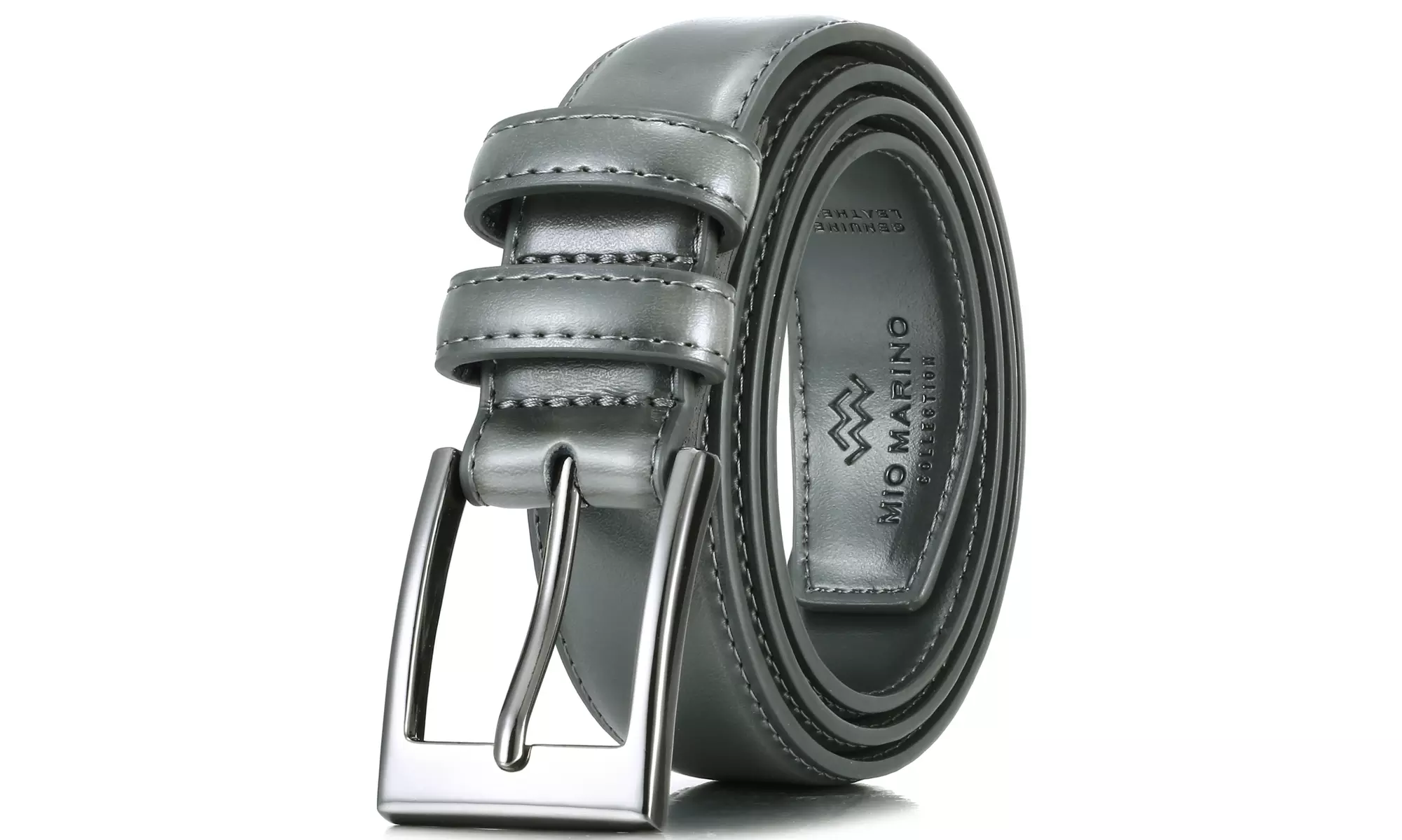 Mio Marino Men's Single Prong Buckle Classy Genuine Leather Dress Belt - Primary Image