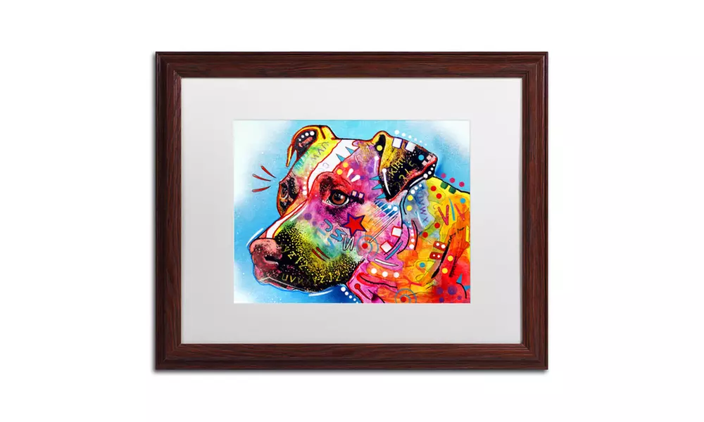 Dean Russo 'Pit Bull 1059' Matted Wood Framed Art - Second Medium
