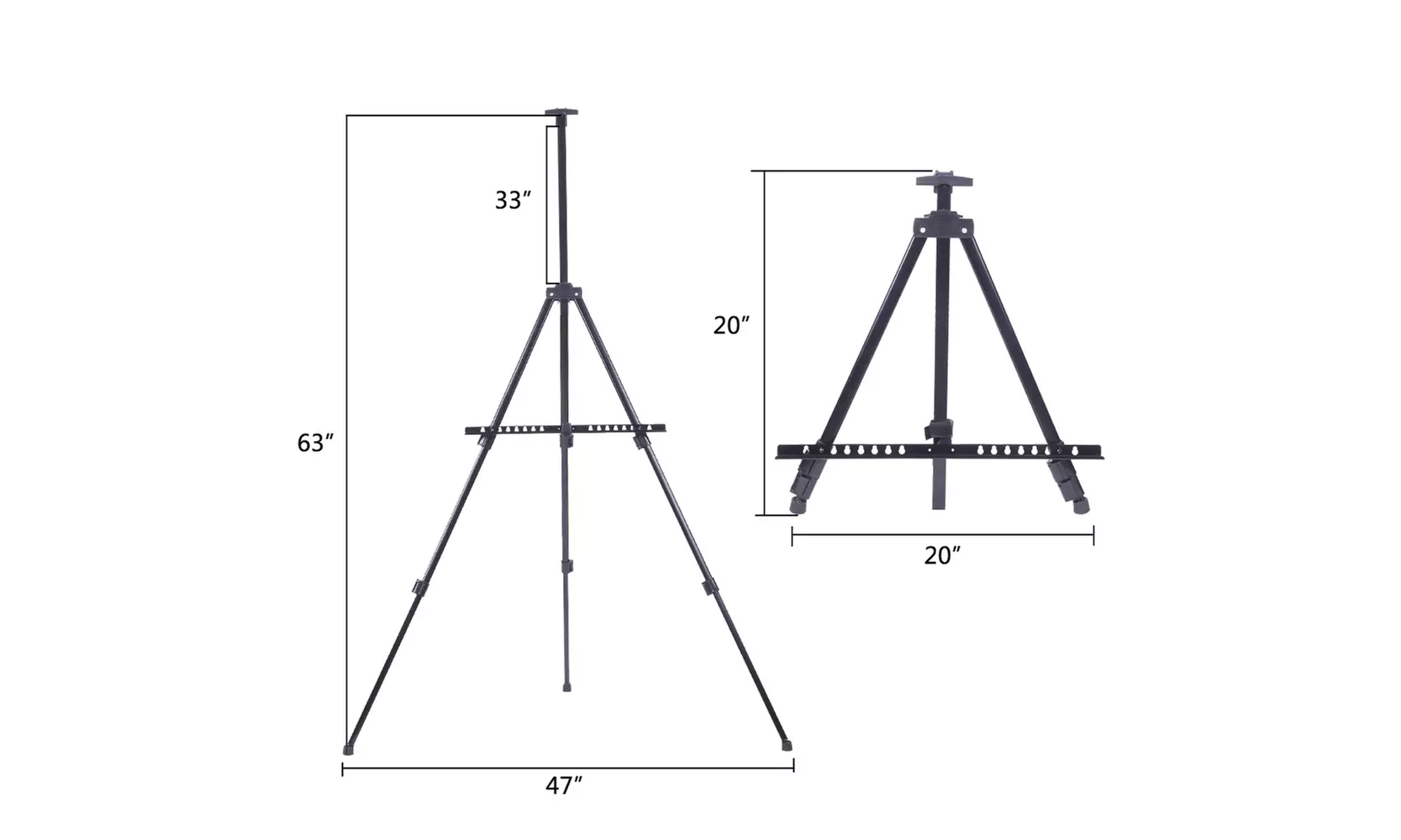 63 Inches Adjustable Reinforced Aluminium Alloy Tripod Folding Easel w/Carry Bag - Second Medium