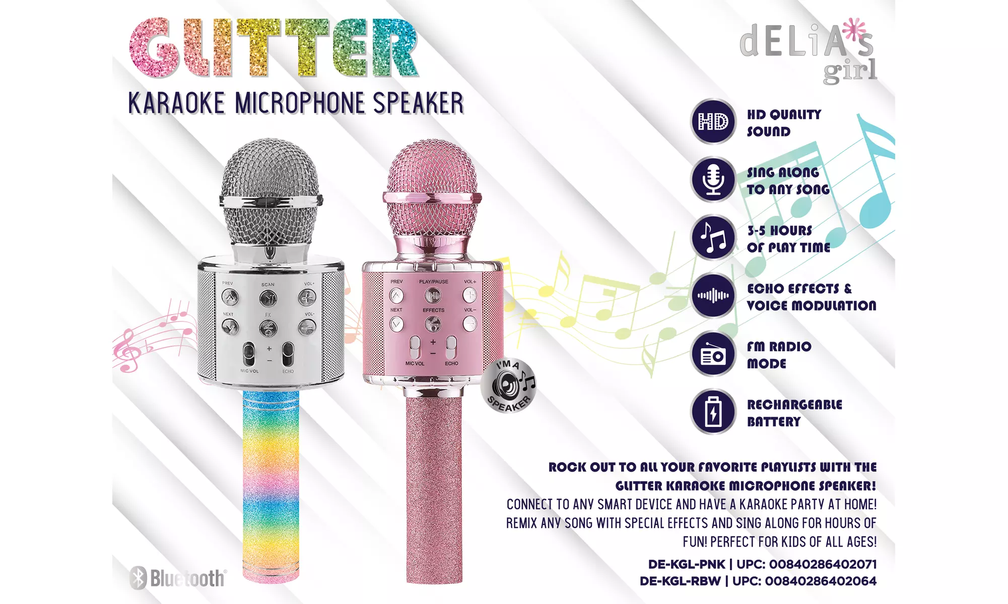 Delia's Glitter Finish Bluetooth Karaoke Speaker and Mic - Primary Image
