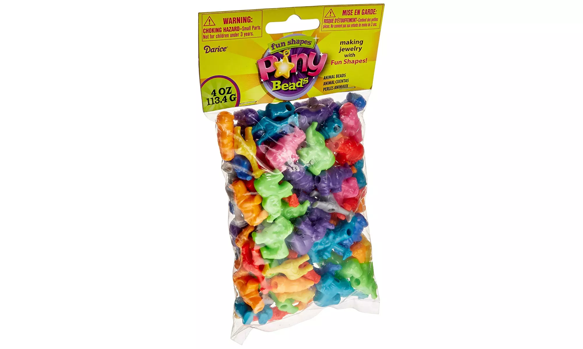 Darice Plastic Novelty Zoo Animal Shaped Beads 0.25 Pound Multi Color - Primary Image