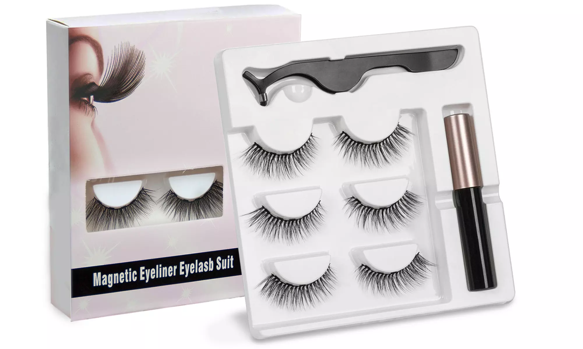 10 Pairs Magnetic Eyelashes Kit with Eyeliner Reusable Magnetic Lashes - Second Medium