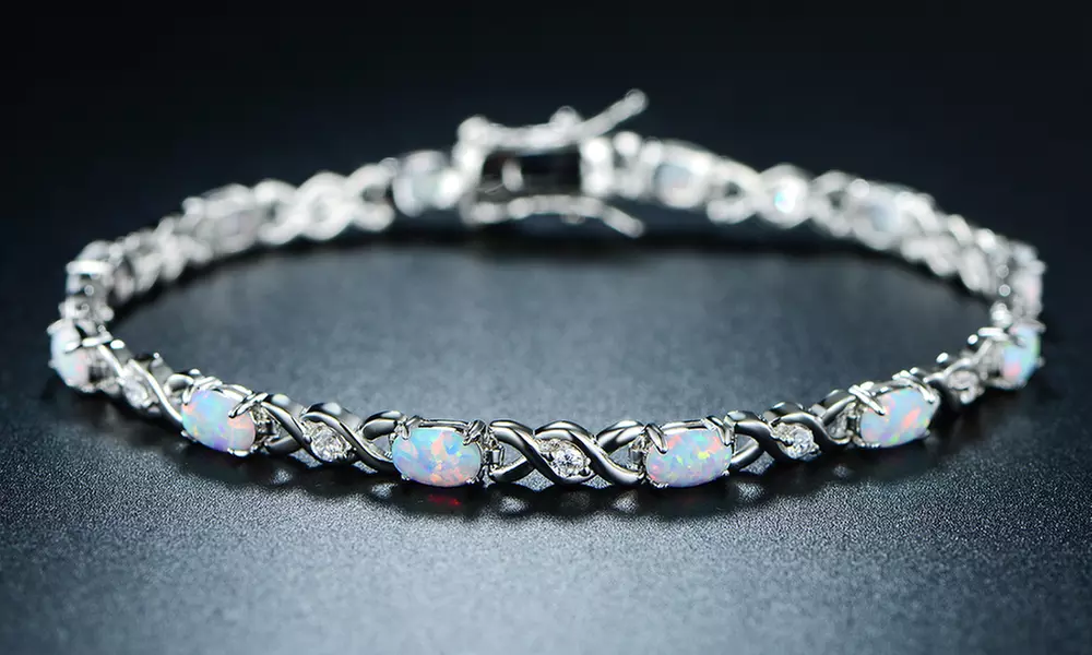 White Fire Opal Tennis Bracelet By Peermont - Primary Image