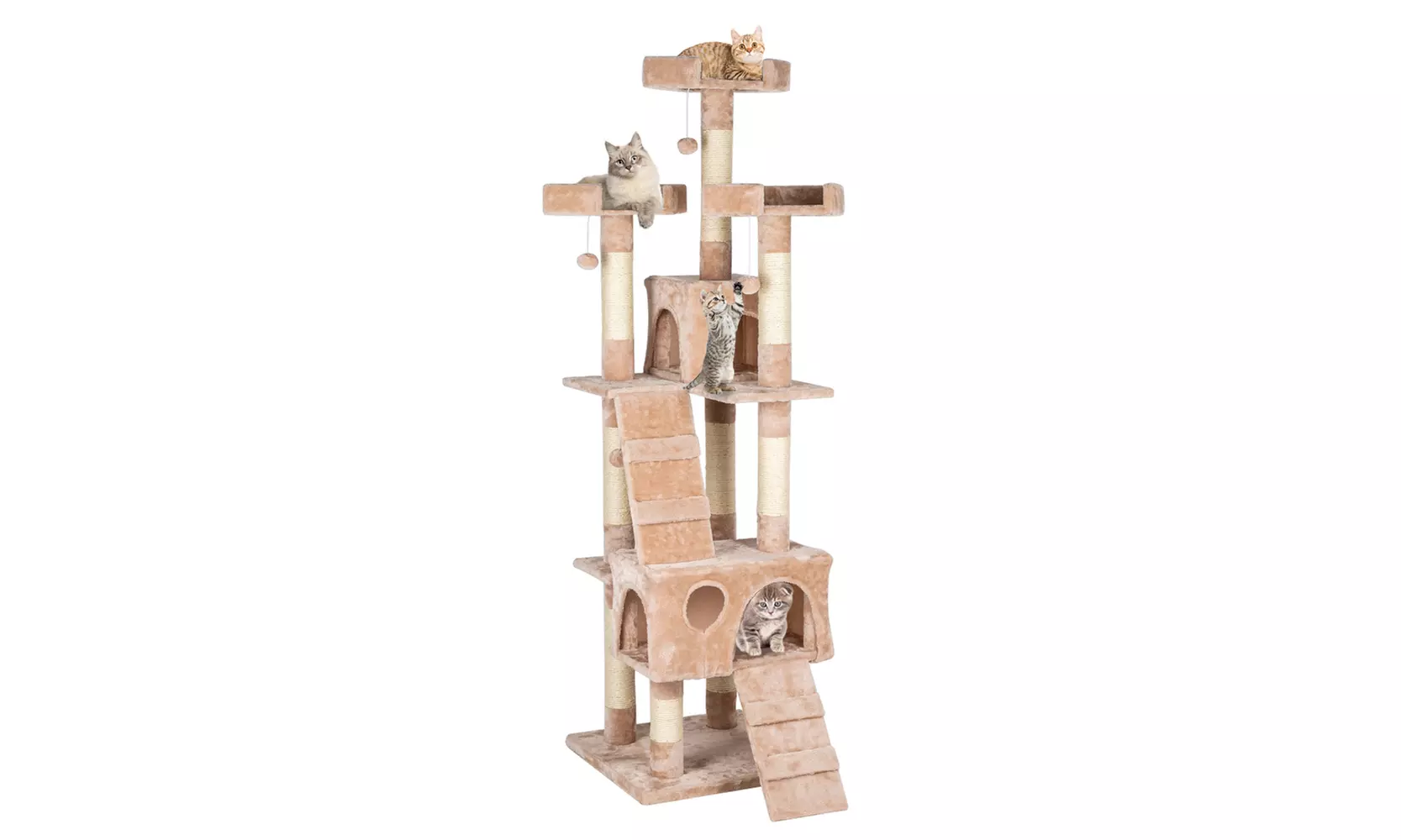 66" Sisal Hemp Cat Tree Tower Condo Furniture Scratch Post Cat Tower Furniture - Primary Image