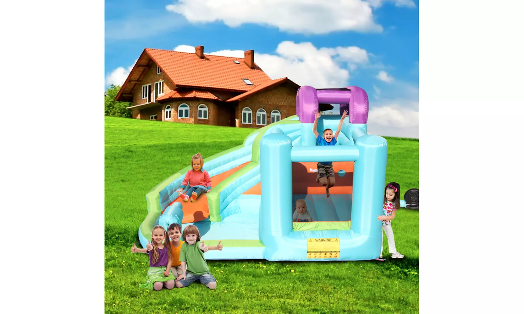 New Inflatable Bounce House Slide Bouncer with Pool Area - Primary Image