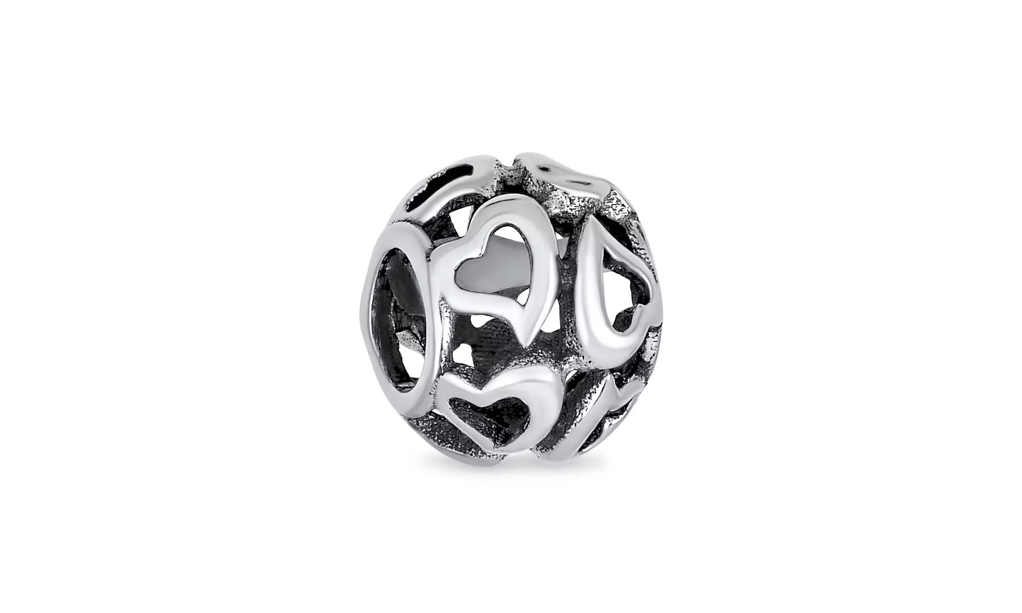 Love Valentine Multi Open Filigree Heart Charm Bead Sterling Silver - Primary Image