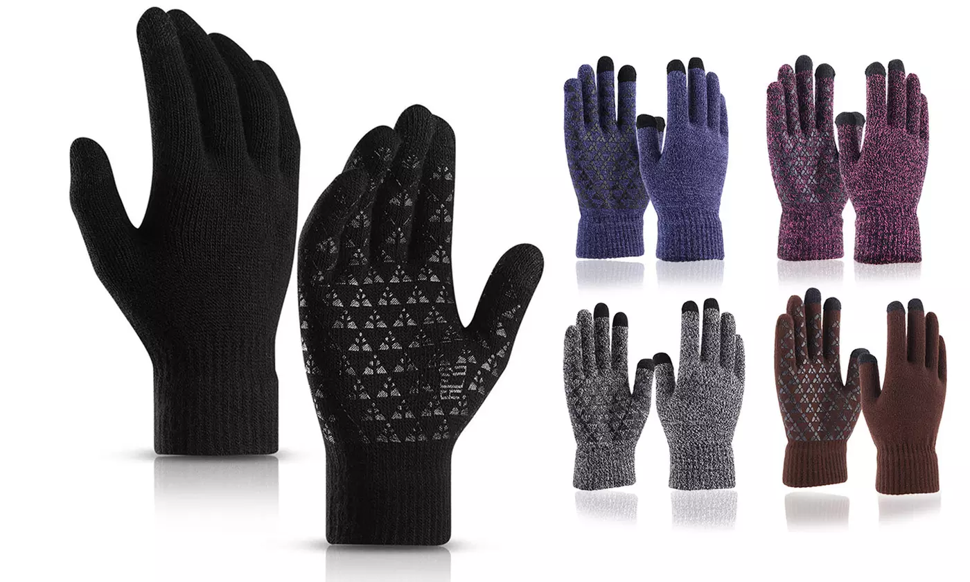 Men's Touchscreen Winter Knit Gloves  - Primary Image