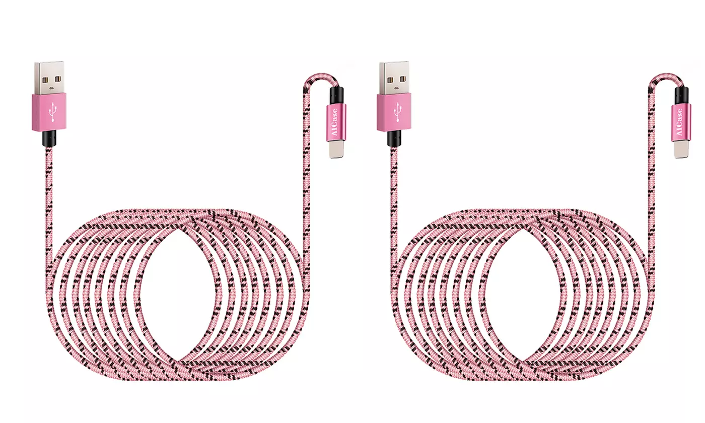 AICase 10ft Charging Data Cable Weave Fast Charge For iPhone/ iPad 2.4A 