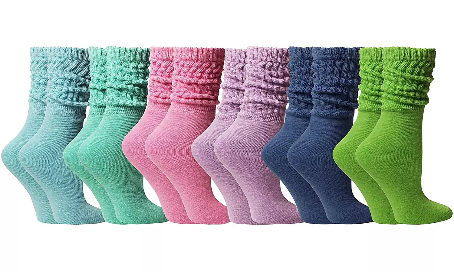 6 Pairs of Womens Slouch Socks, Scrunchie Boot Sock Colorful
