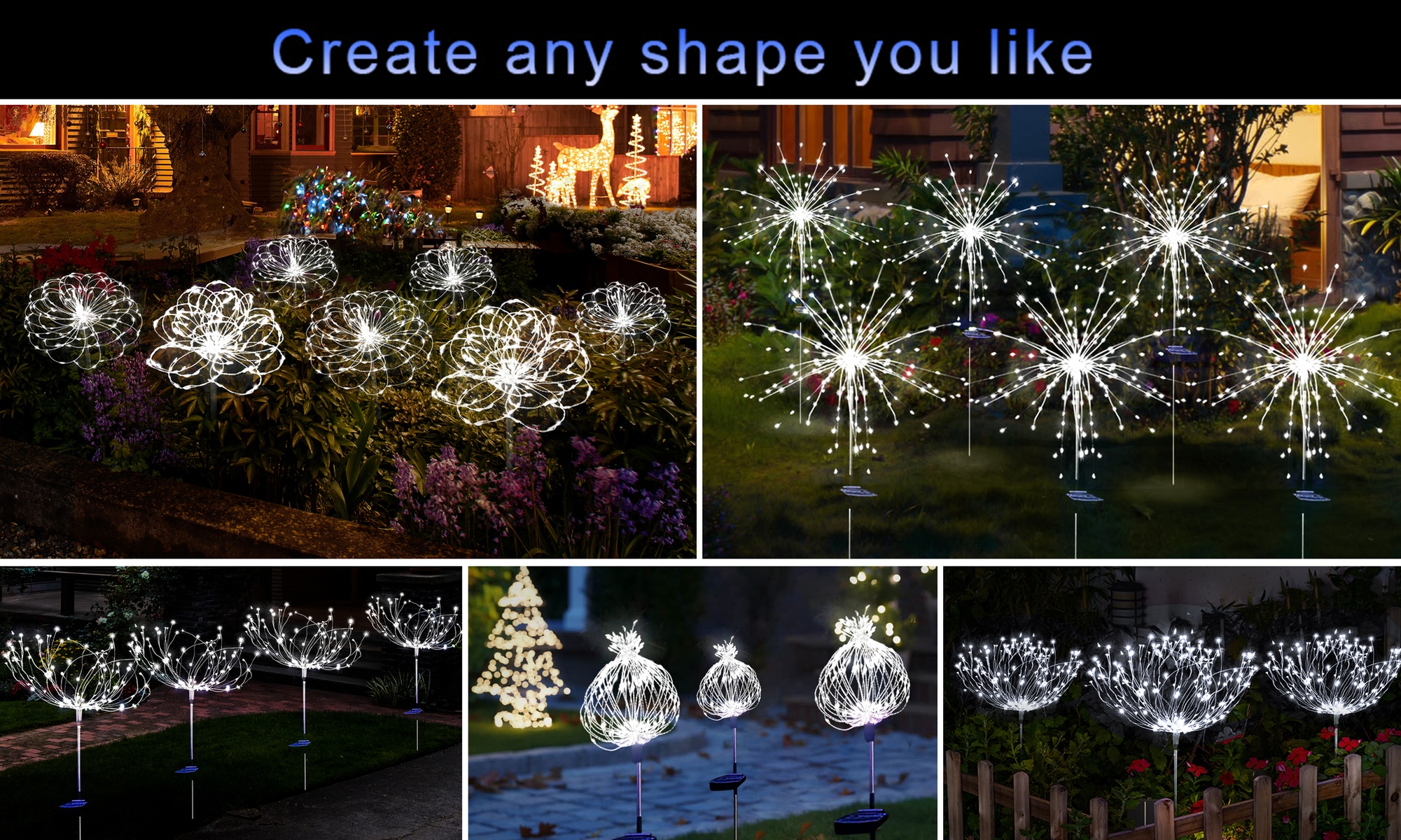 Up to Six Packs of Solar 120LED Firework Lights for Christmas Decorations