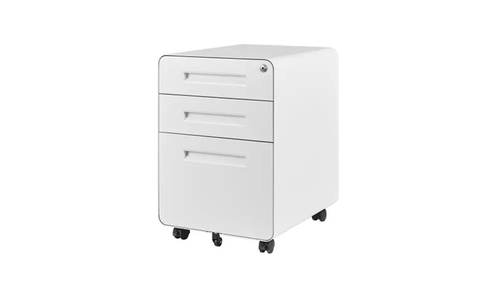 Mobile File Cabinet 3 Drawer Metal Storage Filing Cabinet with Lock and Key - Primary Image