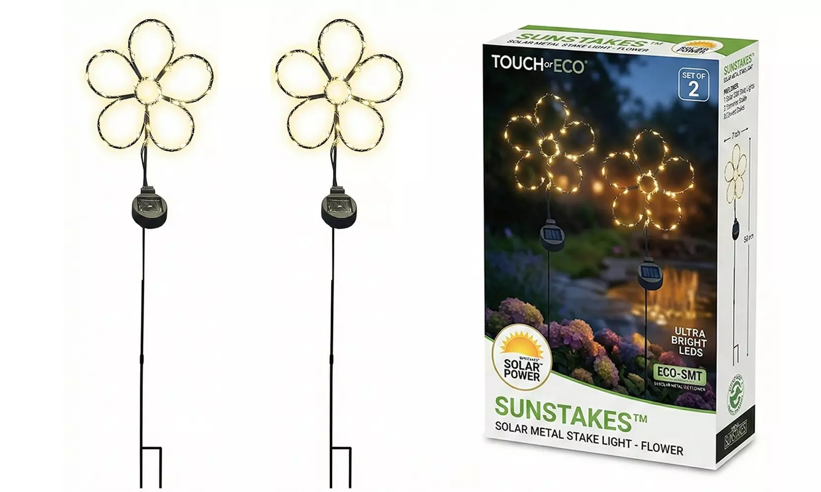 Outdoor Solar Powered LED Decorative Garden Stake Light (Set of 2) - 5 Options