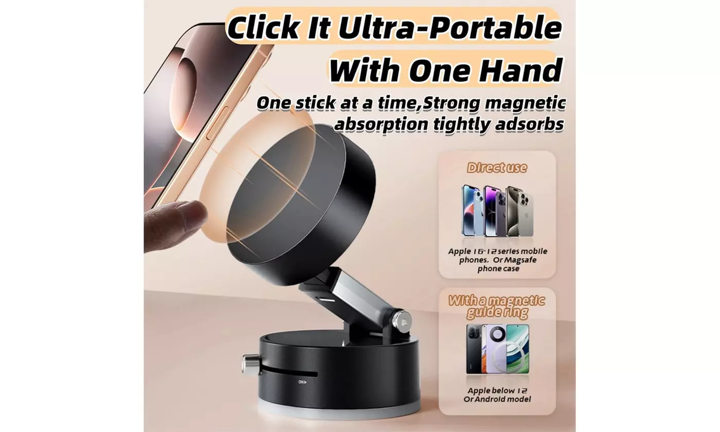 2025 Upgraded Vacuum Magnetic Suction Phone Holder: Foldable and Retractable