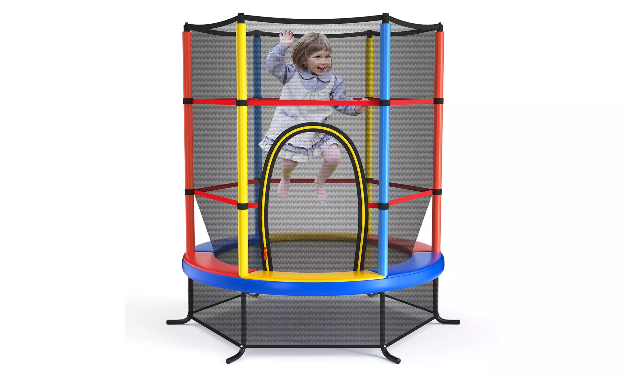 Youth Jumping Round Trampoline 55'' Exercise W/ Safety Pad Enclosure Combo Kids