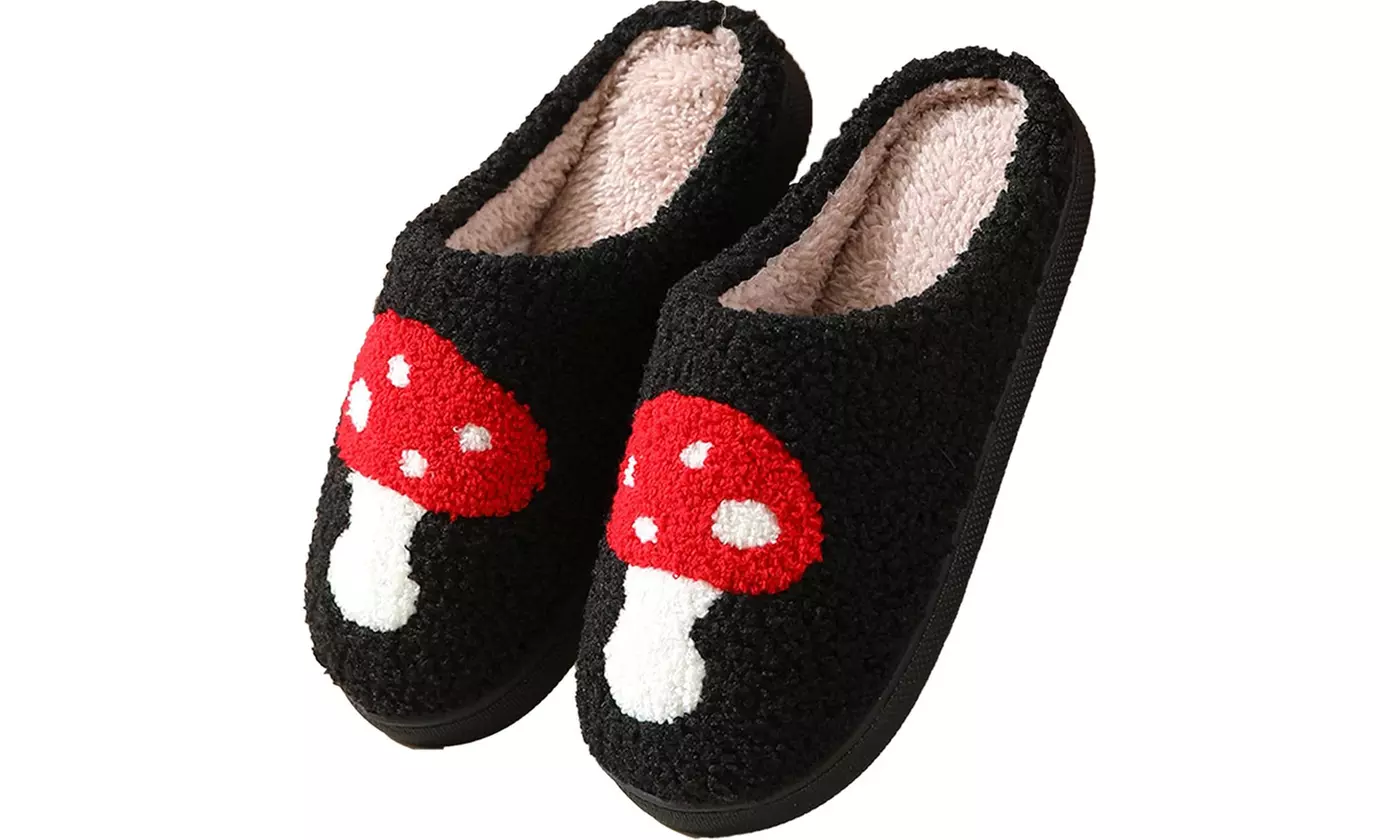 Mushroom Slippers For Women Men Warm Cozy Plush Fuzzy House Slippers