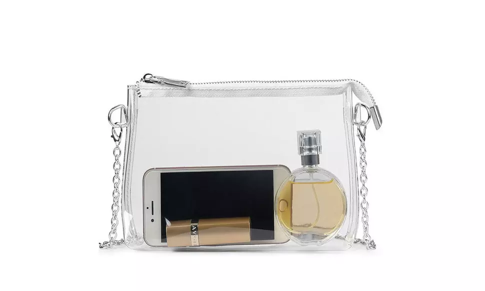 Clear Purse Stadium Approved Crossbody Shoulder Bag with Adjustable Chain