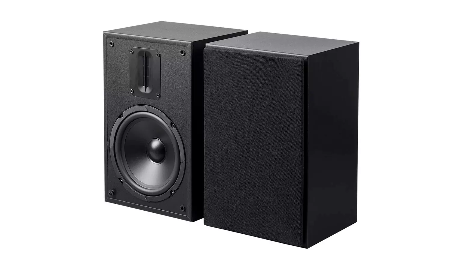 Monoprice MP 65RT 6.5in and Ribbon Tweeter 2 Way Bookshelf Speakers Pair, Black - Primary Image