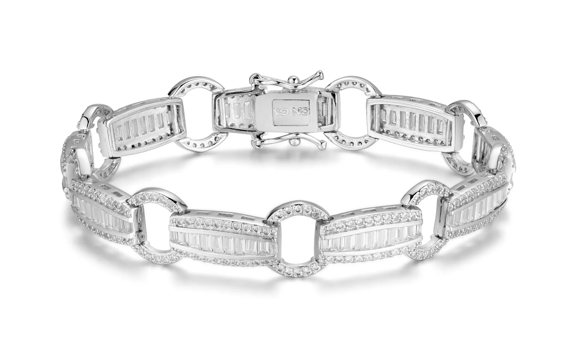 Elegant Baguette Link Tennis Bracelets Made With Cubic Zirconia Stones - Second Medium