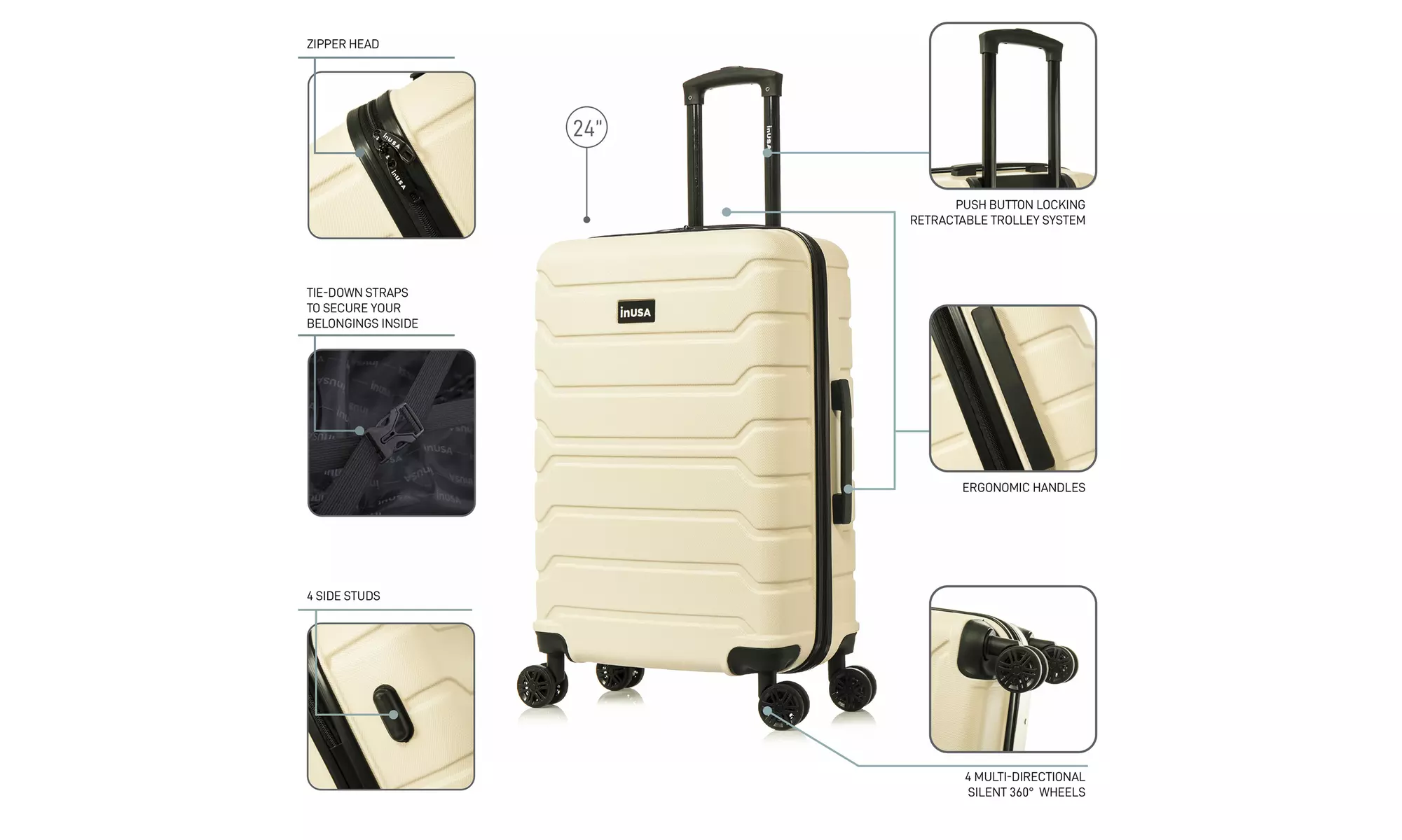 InUSA Trend lightweight hardside spinner luggage 20'', 24", 28" 