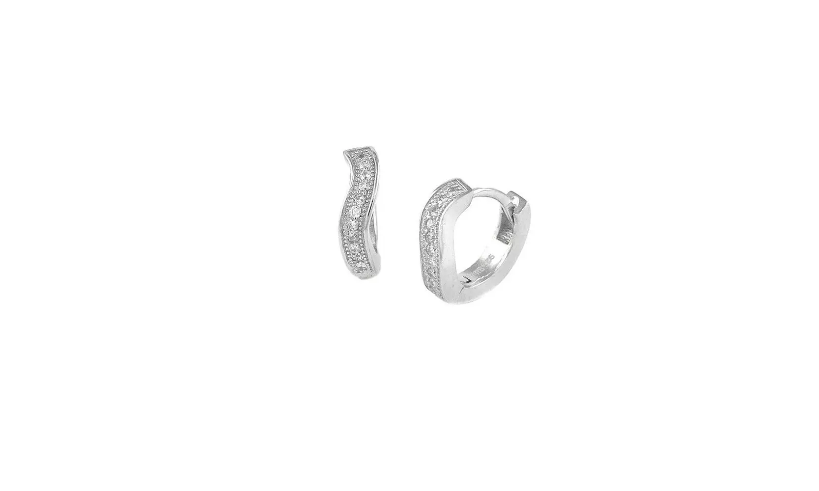 925 Sterling Silver Cubic Zirconia Huggie Hoop Earrings 3 Styles