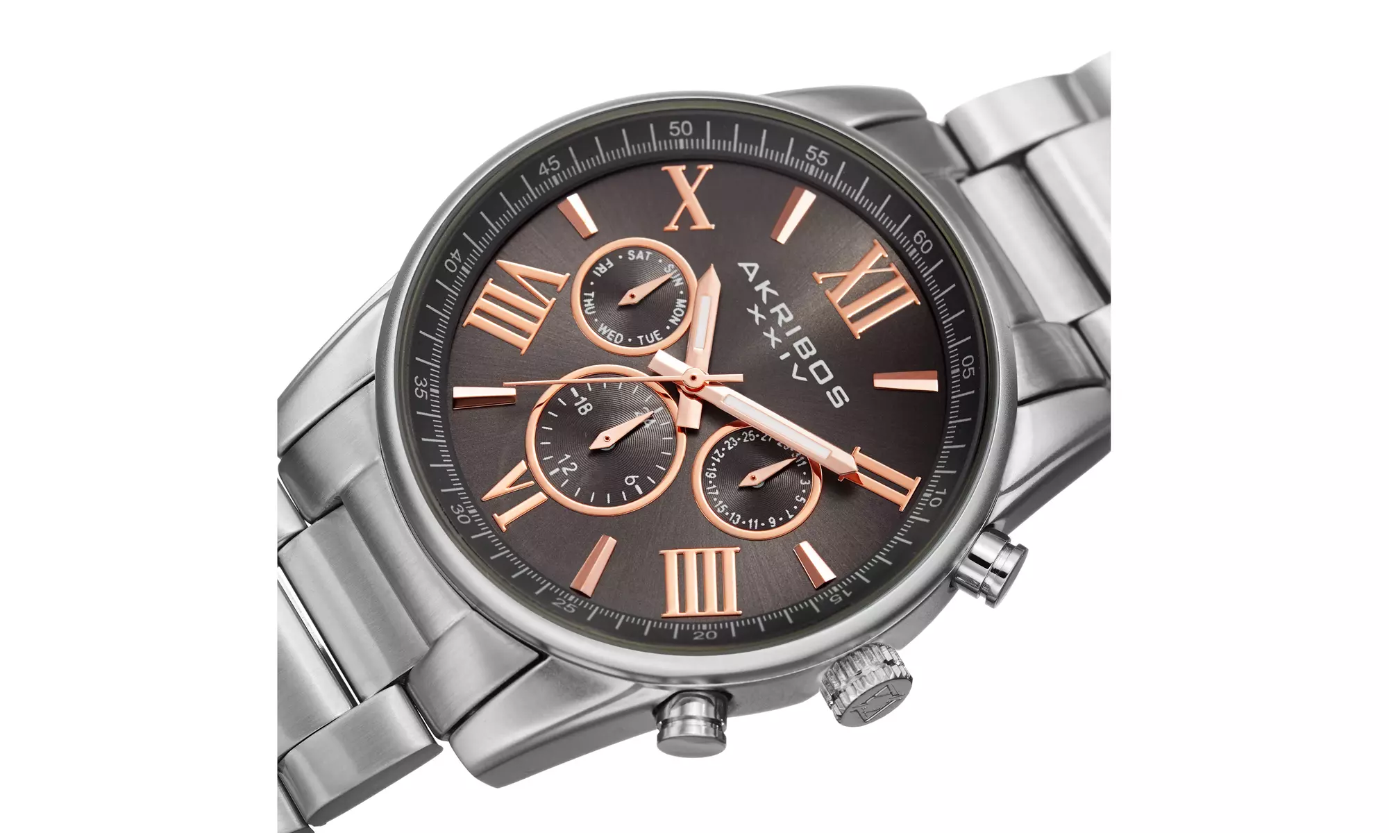 Men's Akribos Quartz Chronograph Multi-Function Stainless Steel Watch Collection - Second Medium