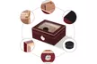 25-50 Cigar Humidor Storage Box Desktop Glasstop Humidifier w/ Hygrometer Cherry - Second Medium