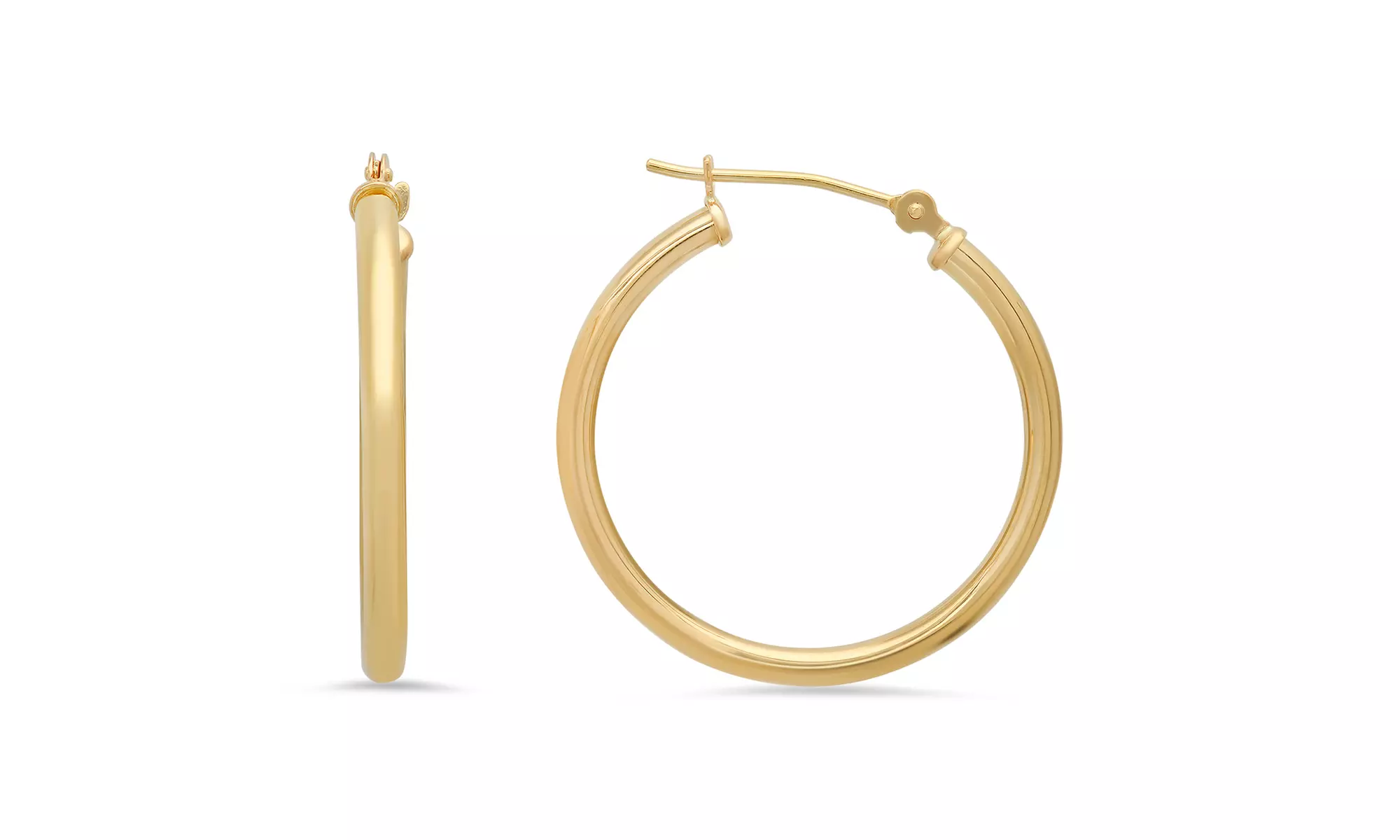 Real 10k Solid Gold Classic Gold Hoop Earrings - Second Medium