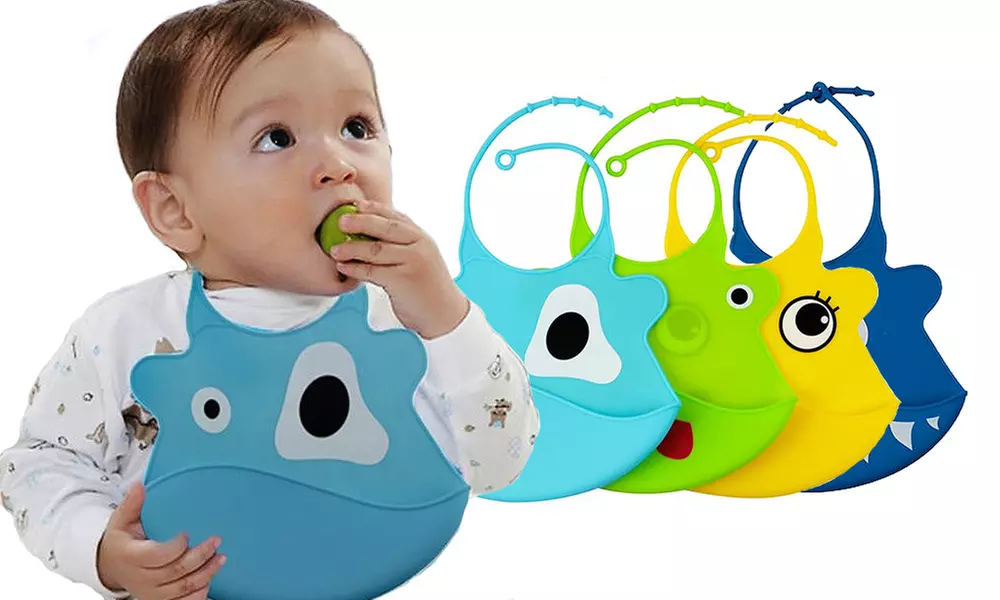 Silicone Baby Feeding Bib with Crumb Catcher Pocket - Primary Image