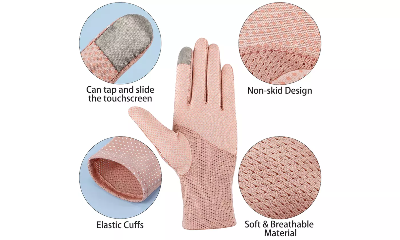 2 Pairs Women UV Protection Sunblock Gloves Touchscreen Summer Driving Gloves
