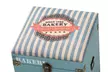 Caye Vintage Striped Fabric Upholstered Light Blue Wood Storage Trunk Ottoman - Second Medium