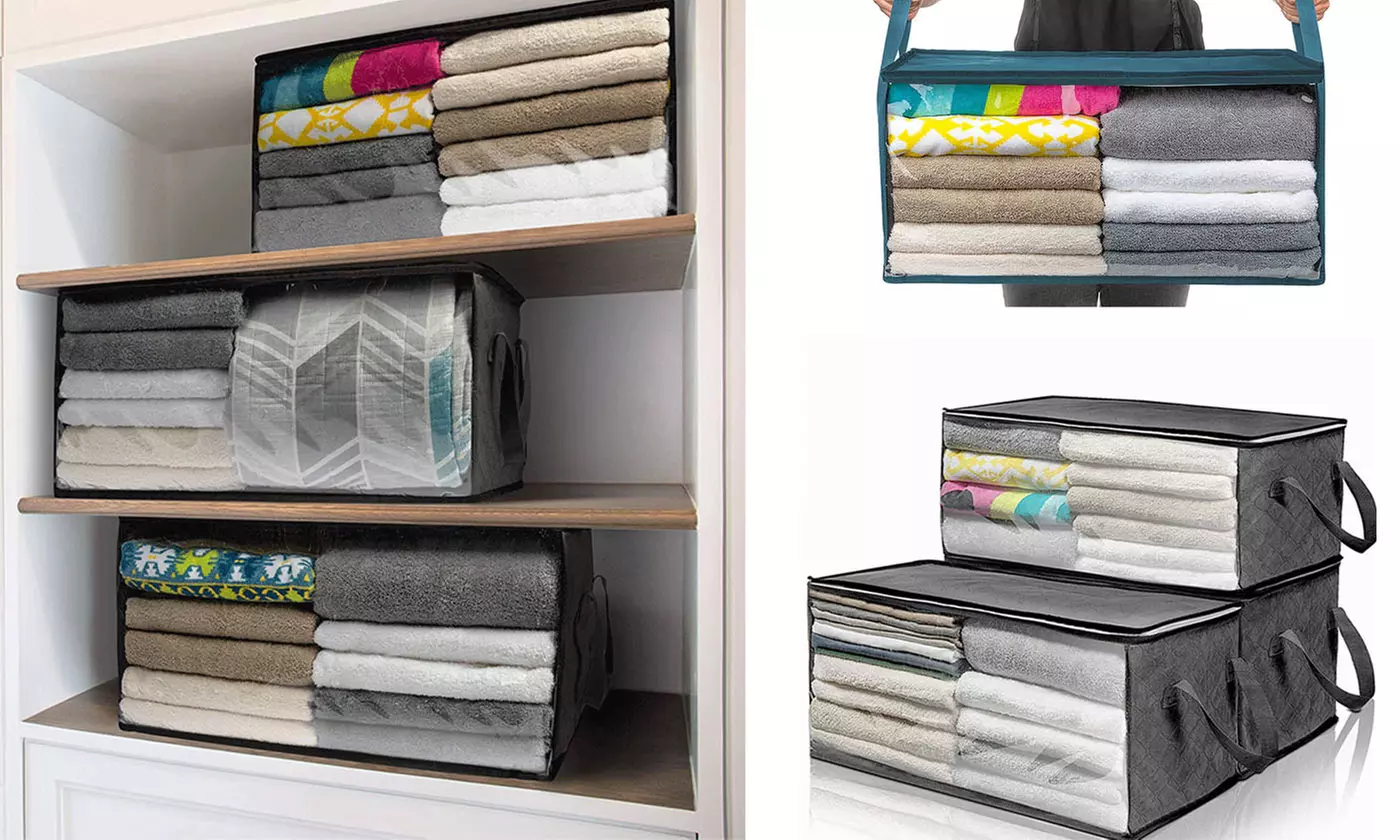 Closet Storage Bags Organizers Storage Bags with Handle Foldable (1 or 3 Pack)