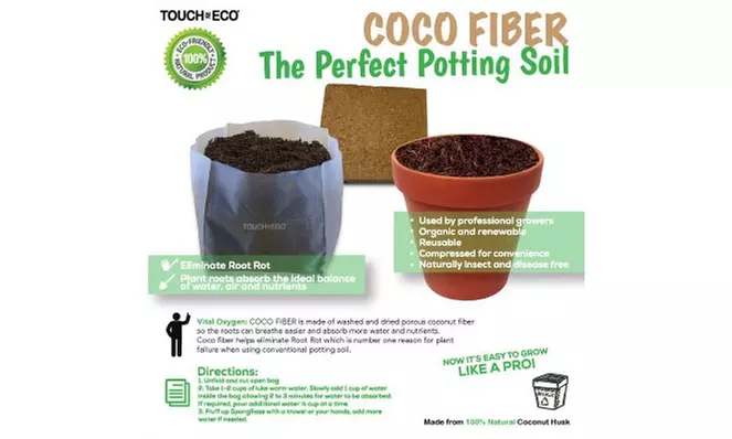 Natural & Organic Coco Fiber Expanding Soil for Planting (2, 4 or 6 Pack)