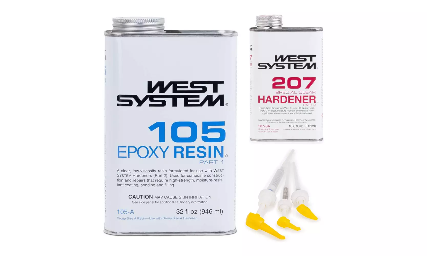West System 105 Epoxy Resin with 207 Special Clear Epoxy Hardener and Mini Pumps - Second Medium