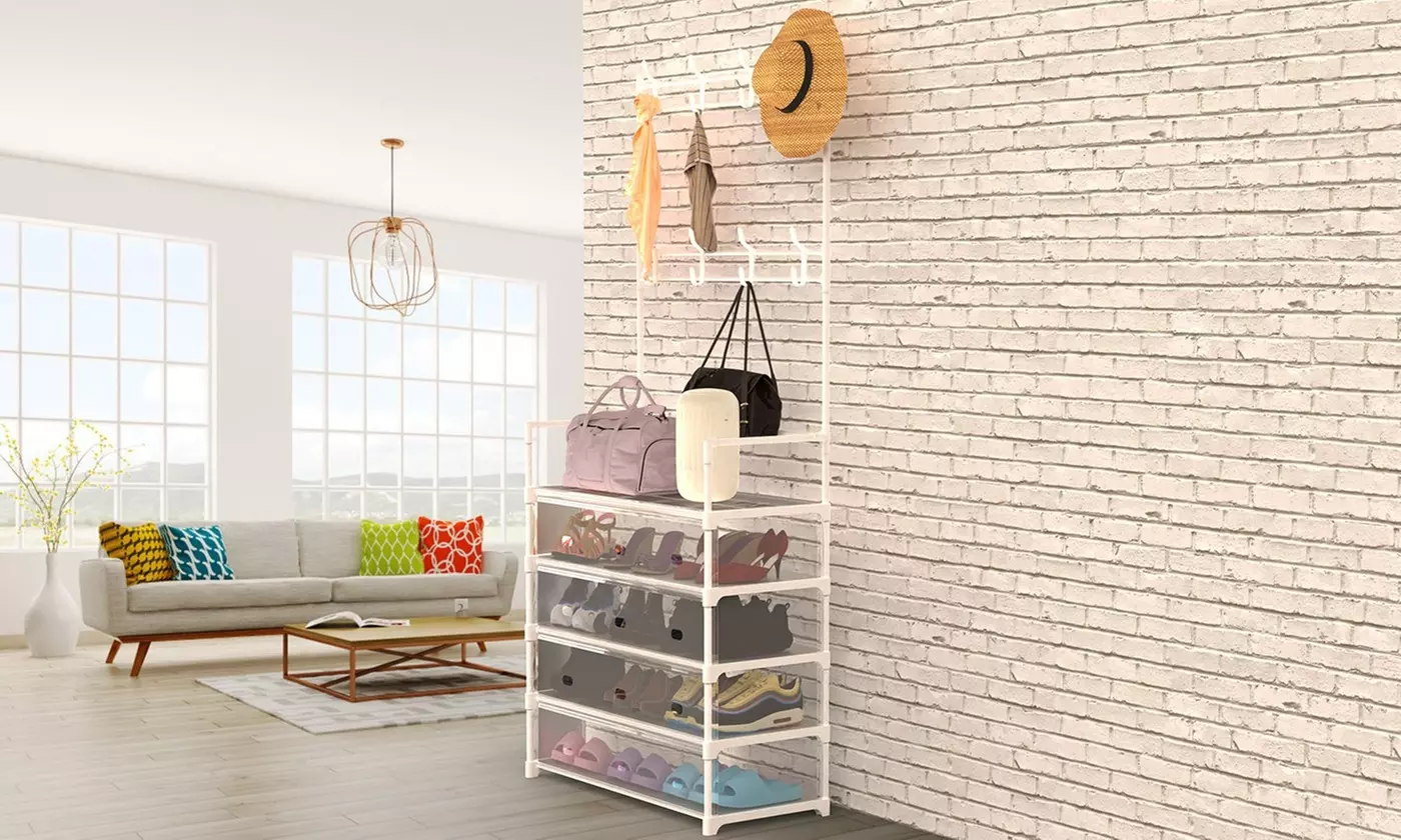 NewHome 5-Tier Freestanding Iron Coat and Shoe Rack