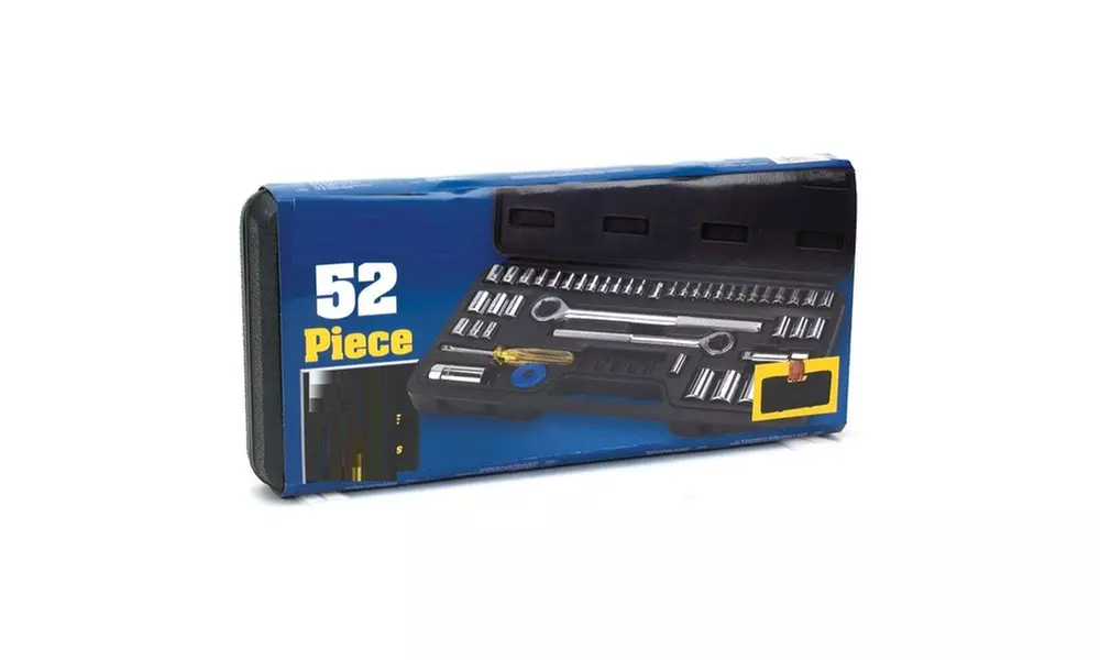 52 Piece Socket Set Standard & Metric Drive Sockets & Reversible Wrench - Second Medium