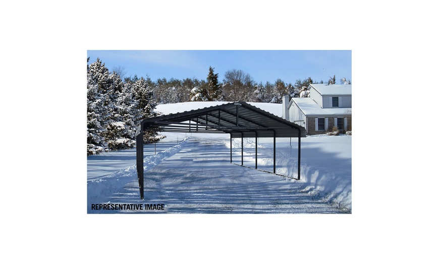 Image 15: Arrow Galvanized Steel Carport (Multiple Sizes Available)