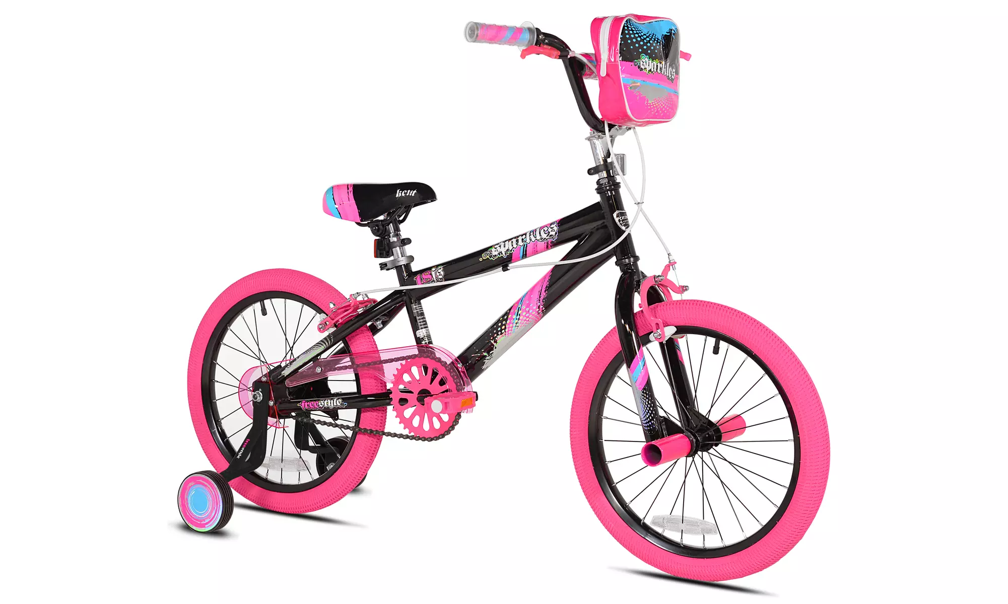 Girls' Sparkles Bike, Black/Pink, For Ages 6-9, 18" - Primary Image
