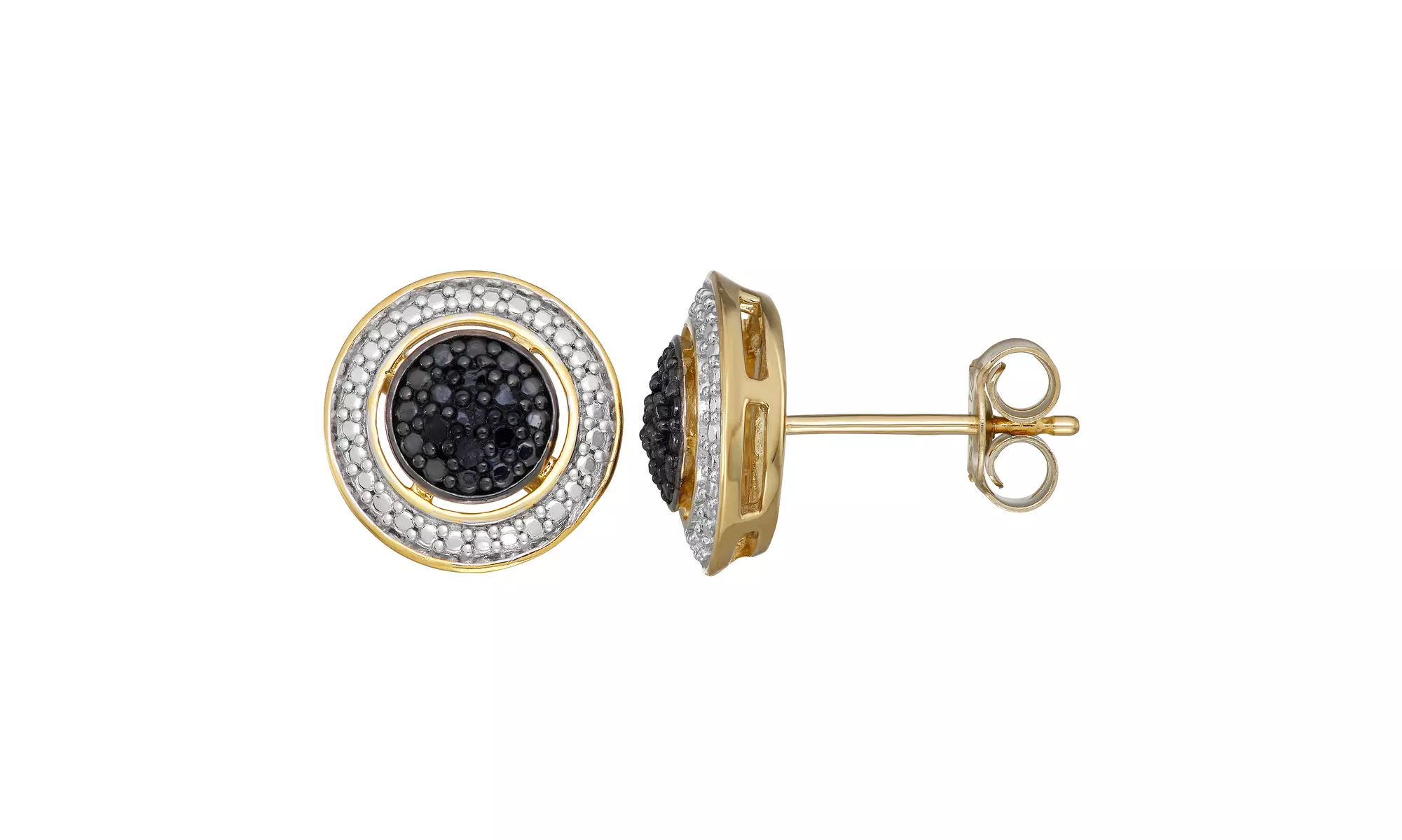 Sterling Silver 0.10 CT Black Round Halo Stud Earring Jewelry for Women