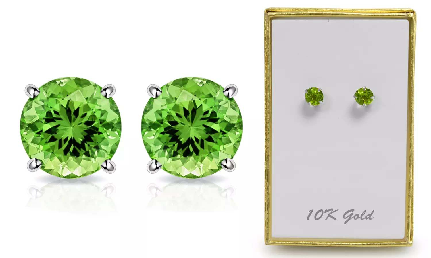 Solid 10K White Gold 2CTW Peridot Stud Earrings By MUIBLU Gems - Primary Image