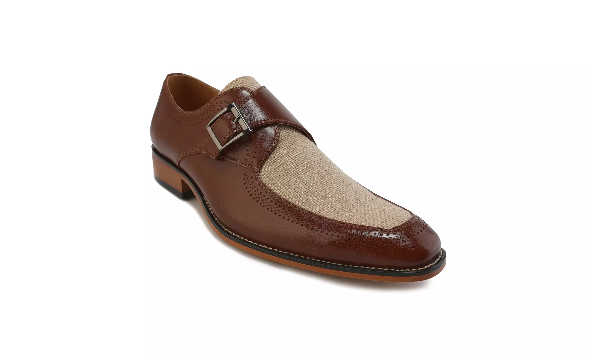 Gino Vitale Moc Toe Monk Strap Two-Tone Loafer