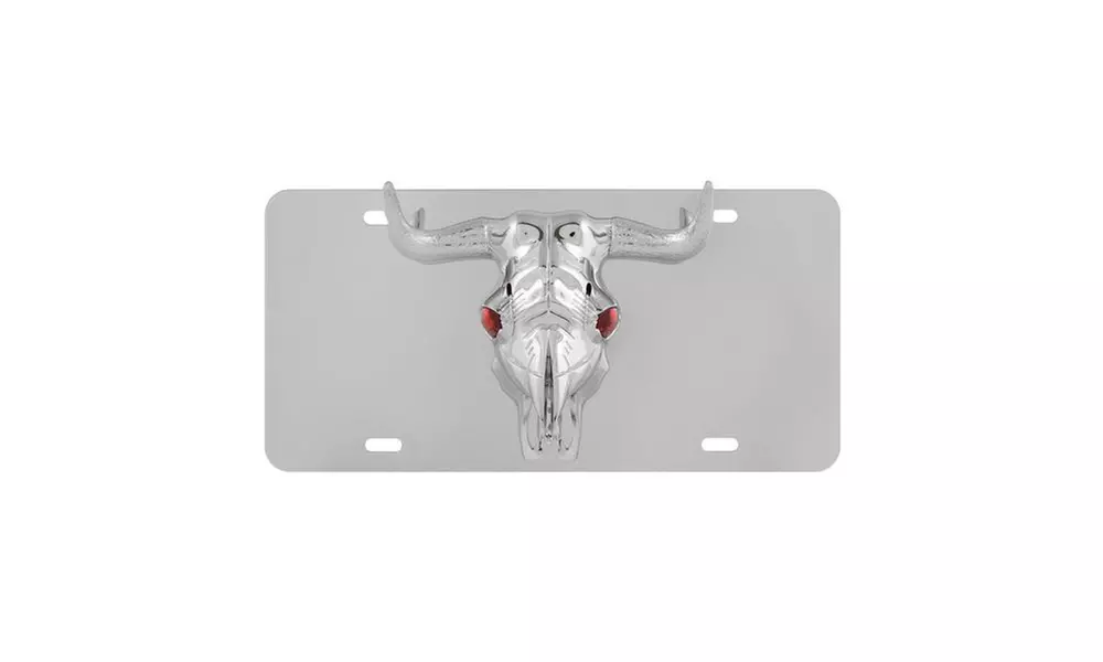 Bull Head 3D License Plate Stainless Steel - Primary Image