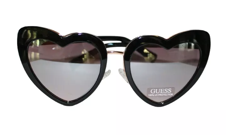 Guess Women Sunglasses GF6116/S-01U/Black Heart Shaped/Gray - Second Medium