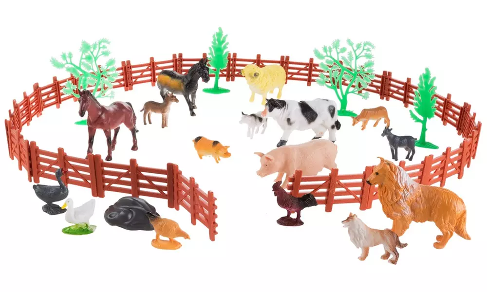 Hey! Play! Toy Farm Animal Figures and Barnyard Accessories Set - Primary Image