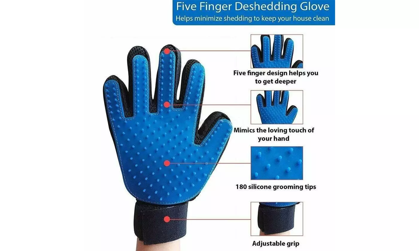 Pet Hair Remover Glove Brush Dog Cat Grooming Massage Soft Bath Deshedding Comb