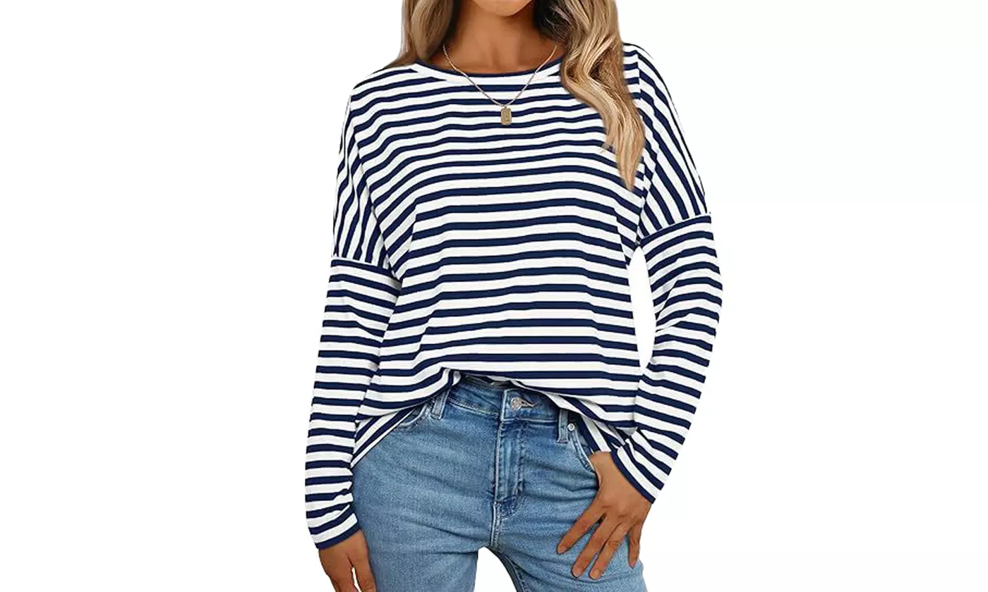 Bohuma Women's Striped Everyday Tshirt Tunic Top