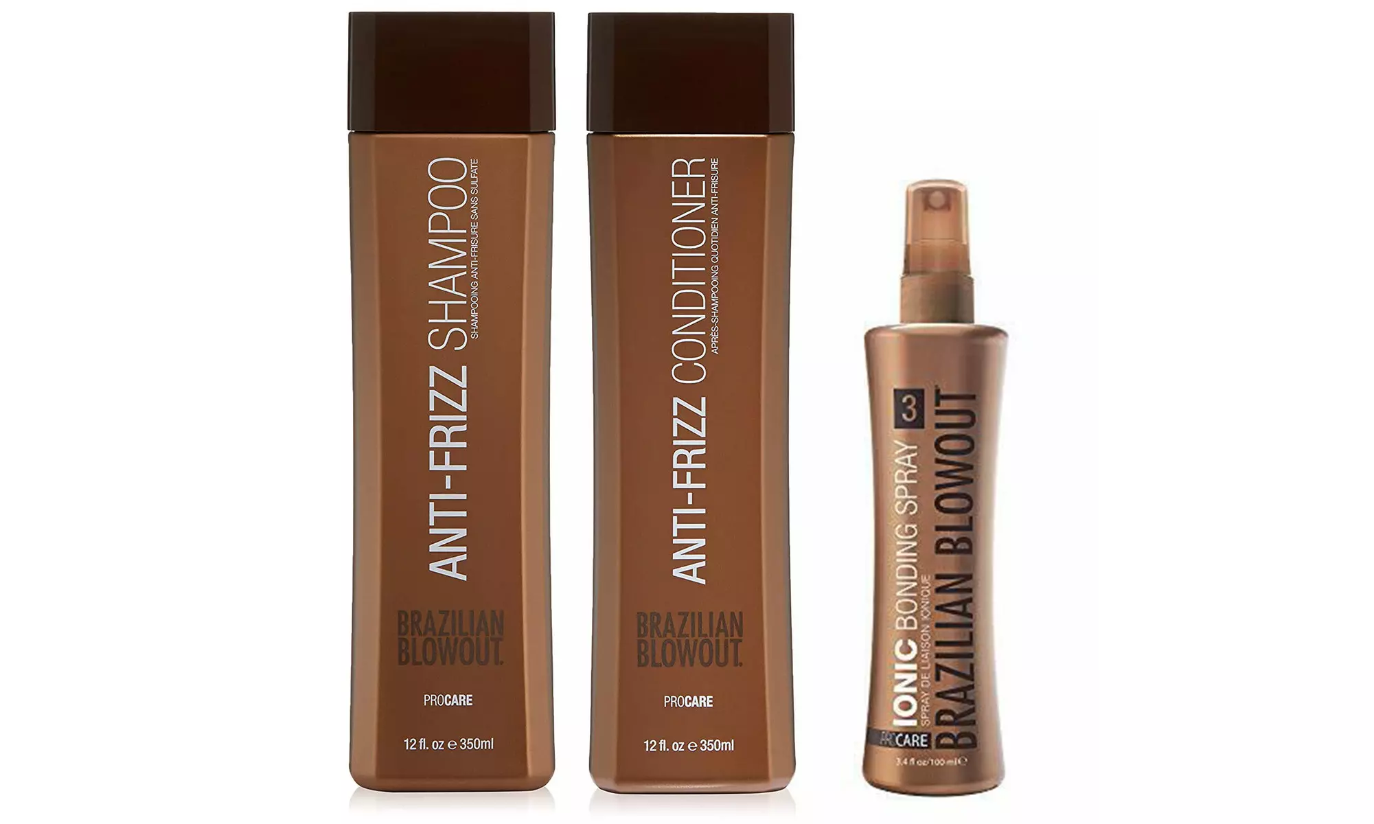 Brazilian Shampoo & Conditioner 12 oz with Ionic Bonding Hair Spray 3, 3.4 oz - Primary Image