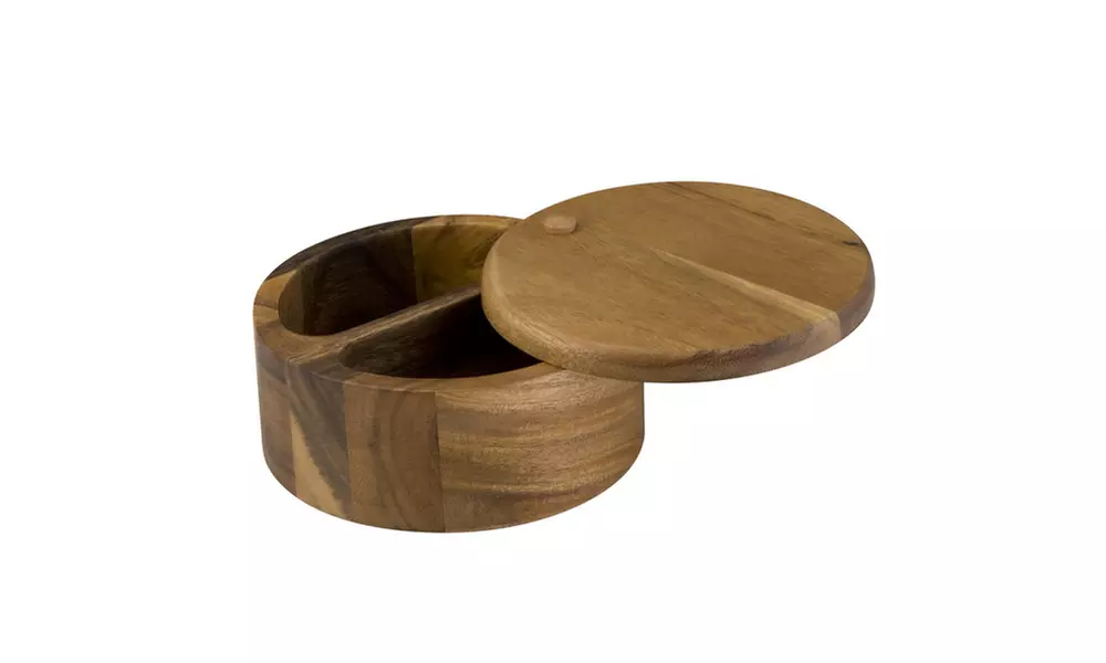 Paula Deen Signature Pantryware Round 2-Compartment Wooden Salt Box - Primary Image
